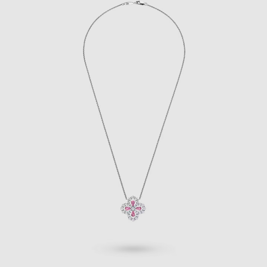 Diamond Loop Full Motif Pink Sapphire and Diamond Pendant